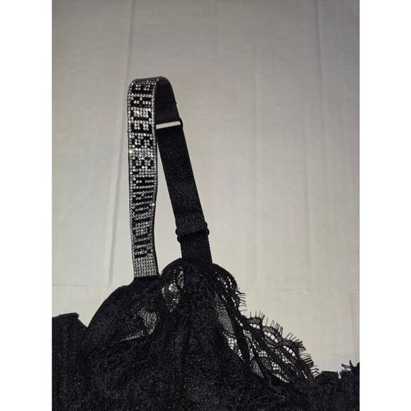 VICTORIAS SECRET LUXE LINGERIE VERY SEXY UNLINED DEMI BRA FLORAL LACE BLK 38DDD - Picture 2 of 4